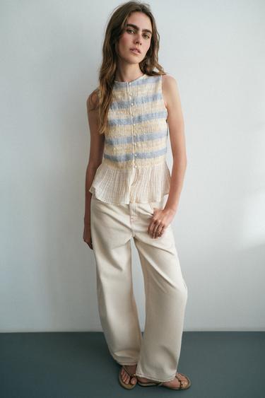 EMBROIDERED SMOCKED TOP - Multicoloured by Zara