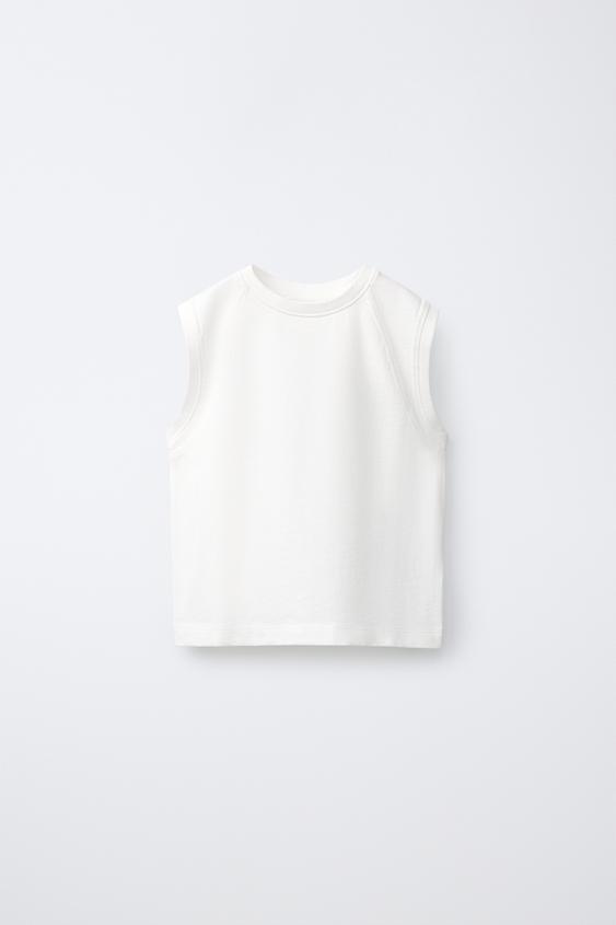 PLAIN SLEEVELESS T-SHIRT - White by Zara - Image 0