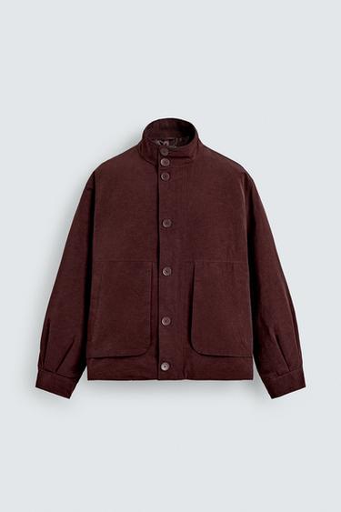 BOXY FIT POCKET JACKET - Burgundy by Zara