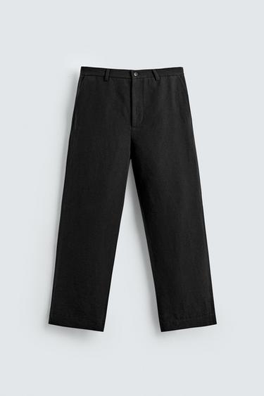COTTON/LINEN SUIT TROUSERS - Black by Zara
