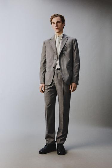 CHECK SUIT BLAZER - Brown by Zara