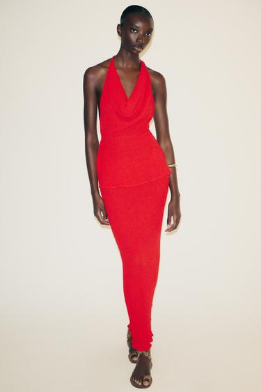 MULTI-WAY TEXTURED LAYERED TOP - Intense red by Zara