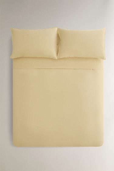 WASHED LINEN DUVET COVER (140 GSM) - Yellow by Zara