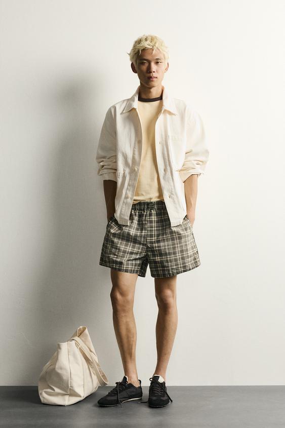 WASHED CHECKED SHORTS - Black by Zara - Image 0