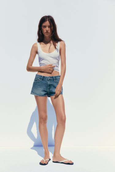 MID-WAIST TRF MICRO DENIM SHORTS - Blue by Zara - Image 0