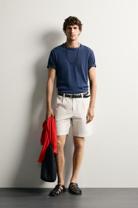 PLEATED REGULAR FIT BERMUDA SHORTS - Stone by Zara - Image 0