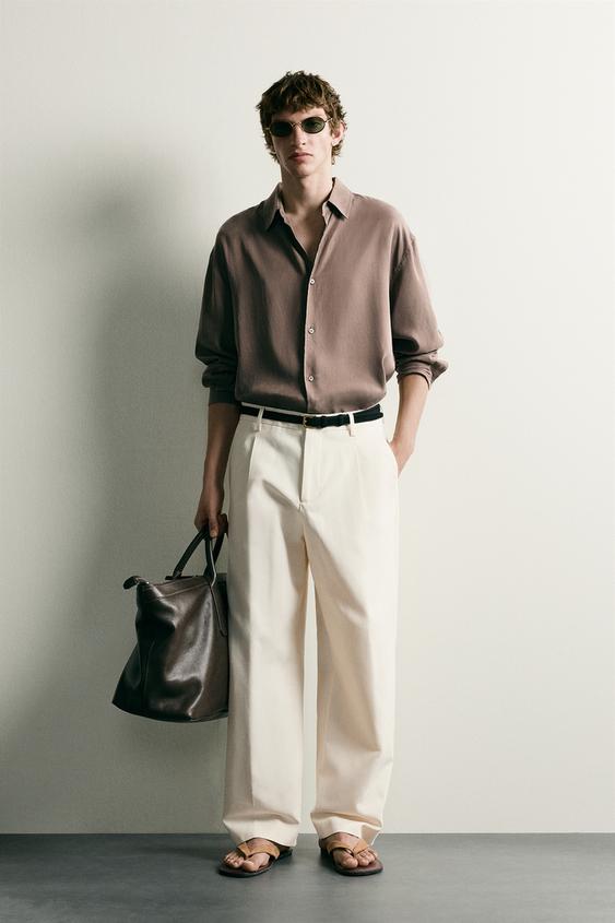 RELAXED FIT FLOWING SHIRT - Taupe grey by Zara - Image 0