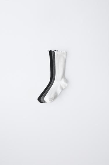 3-PACK OF TOWELLING LONG SOCKS - Black / White by Zara