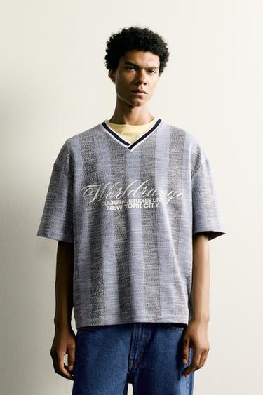 RETRO FOOTBALL JACQUARD EMBROIDERED SWEATSHIRT - blue/black by Zara