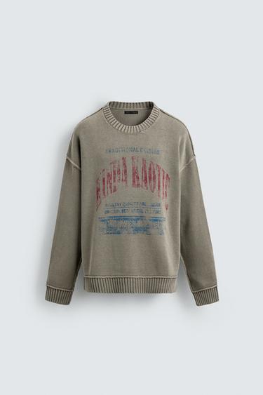 WASHED PRINT SWEATER - Grey by Zara