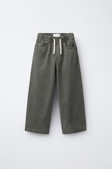 TWILL BAGGY TROUSERS - Green by Zara