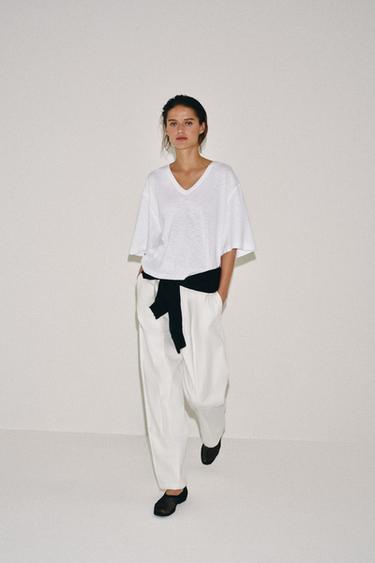 V-NECK T-SHIRT - White by Zara
