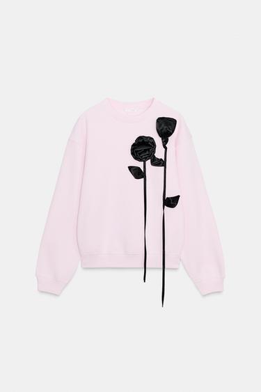 CONTRAST FLOWER SWEATSHIRT - Pink by Zara