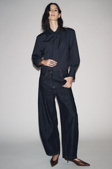 ZW COLLECTION ANKLE BALLOON MID-WAIST JEANS - Blue by Zara