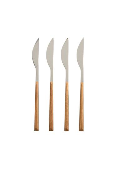 PACK OF KNIVES WITH WOOD-EFFECT HANDLES (PACK OF 4) - Brown by Zara