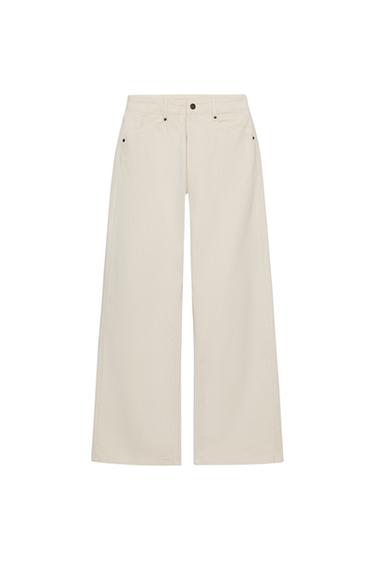 ZW COLLECTION WIDE-LEG HIGH-WAIST JEANS - Ecru by Zara