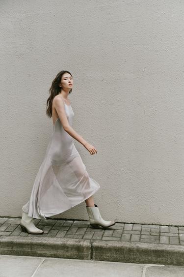 METALLIC THREAD MIDI DRESS - Silver by Zara - Image 0