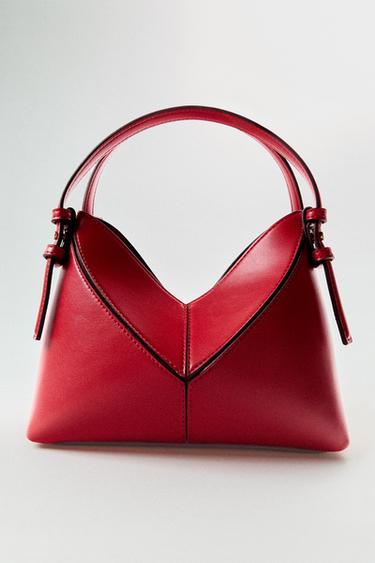 MINI BUCKET BAG WITH TOPSTITCHING - Red by Zara