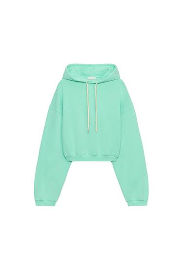 NEON CROPPED SWEATSHIRT - Blue / Green by Zara
