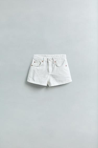 FLORAL DENIM BERMUDA SHORTS - White by Zara