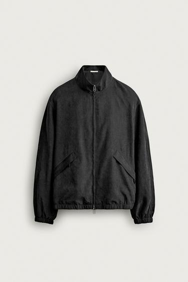 RELAXED FIT FAUX SUEDE BOMBER JACKET - Black by Zara
