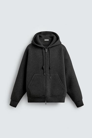 NEOPRENE-EFFECT HOODIE - Dark grey by Zara