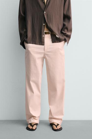 RELAXED FIT CHINO TROUSERS - Pale pink by Zara