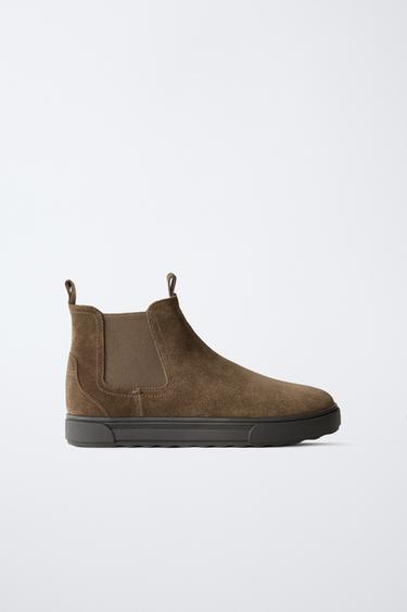 SPLIT SUEDE CHELSEA ANKLE BOOTS - Brown by Zara