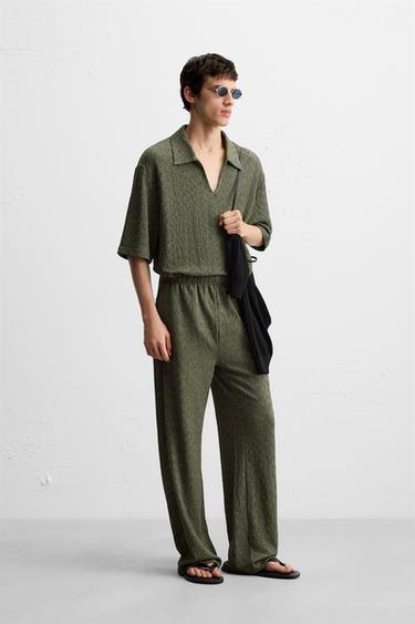 TEXTURED STRUCTURE TROUSERS - Green by Zara