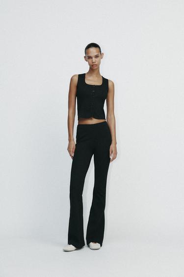 INTERLOCK BELL BOTTOM TROUSERS - Black by Zara - Image 0