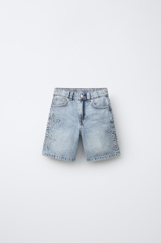 STAR DENIM BERMUDA SHORTS - Mid-blue by Zara - Image 0