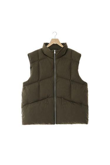 100% FEATHER PUFFER GILET - Dark khaki by Zara