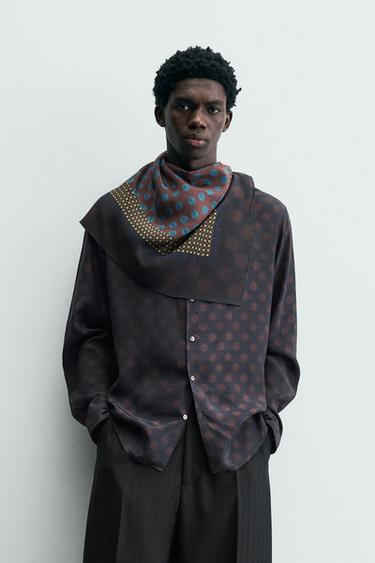 LIMITED EDITION POLKA DOT SCARF FLOWING SHIRT - Printed by Zara