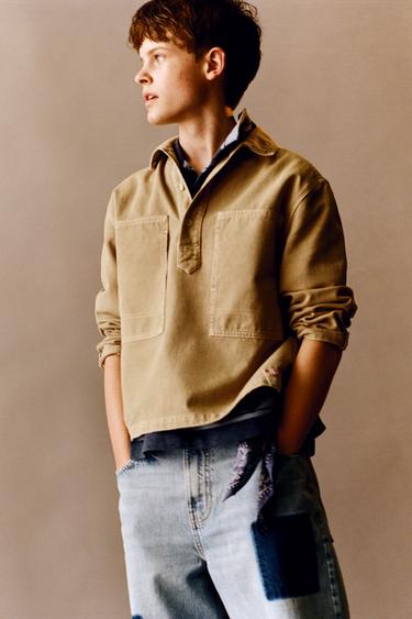 BUTTONED OVERSHIRT - Beige by Zara