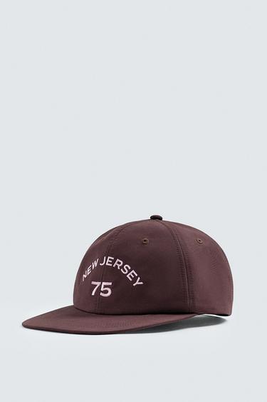 EMBROIDERED FLAT PEAK CAP - Burgundy by Zara