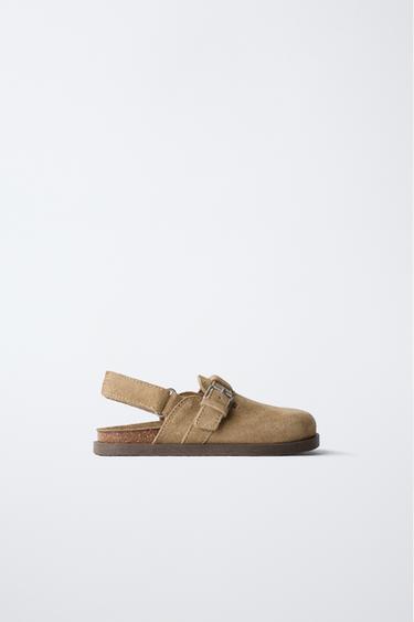 SPLIT SUEDE CLOGS - Mink Grey by Zara