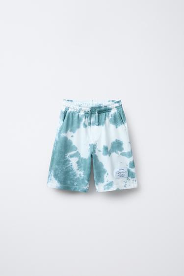 TIE-DYE JOGGING BERMUDA SHORTS - Blue/White by Zara - Image 0