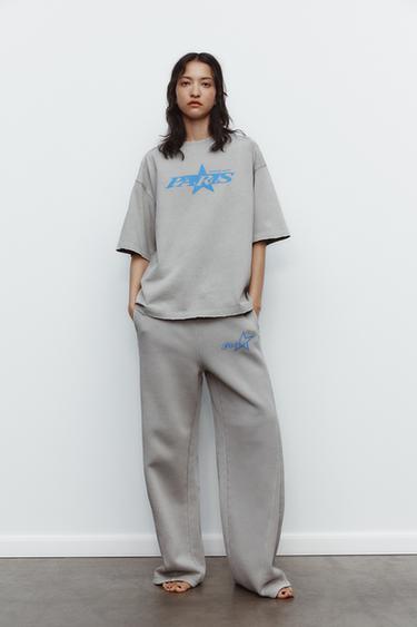 FADED-EFFECT T-SHIRT WITH SLOGAN - Grey by Zara - Image 0
