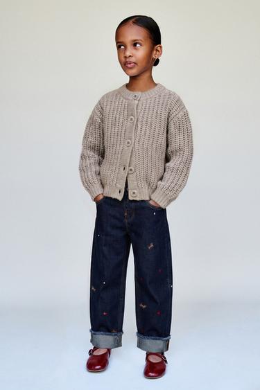 EMBROIDERED DOG CULOTTE JEANS - Blue by Zara