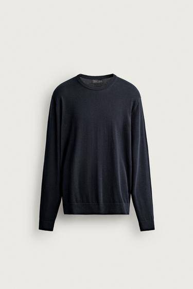 LIGHTWEIGHT COTTON BLEND JUMPER - Dark navy by Zara