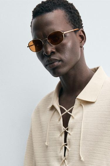TEXTURED DRAWSTRING POLO SHIRT - Oyster-white by Zara