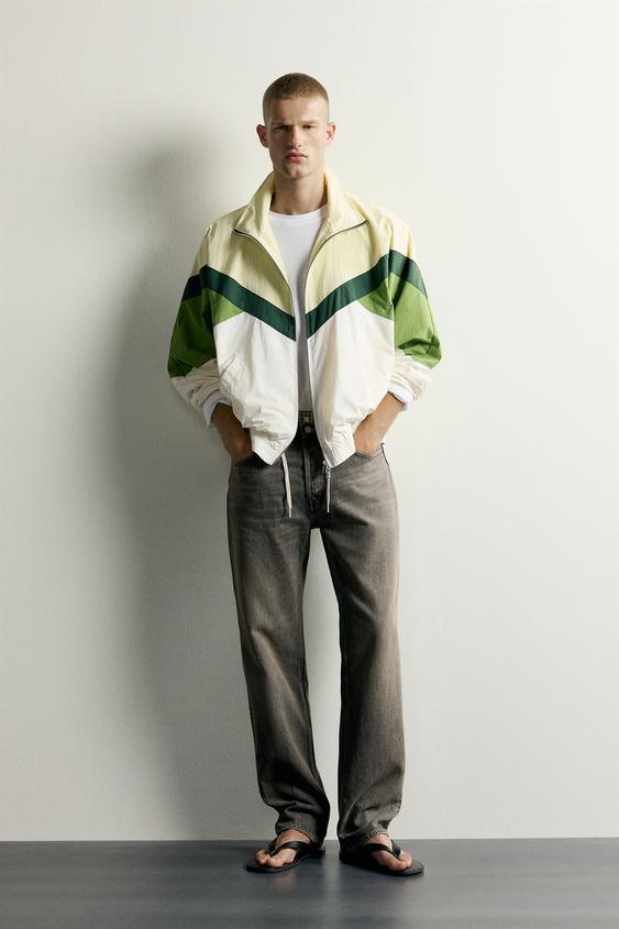 COLOUR BLOCK TECHNICAL JACKET - Green / Ecru by Zara - Image 0