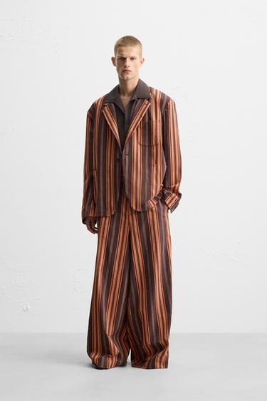 LIMITED EDITION STRIPED SUIT TROUSERS - Orange by Zara