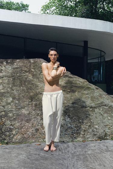 ZW COLLECTION LOW-RISE TROUSERS - Oyster-white by Zara - Image 0