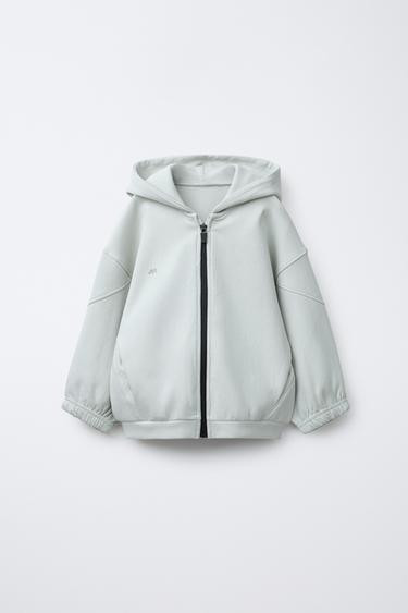 LOGO INTERLOCK ZIP-UP HOODIE - Stone by Zara