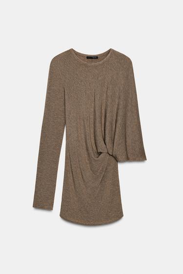 ASYMMETRIC CAPE TOP - Brown marl by Zara
