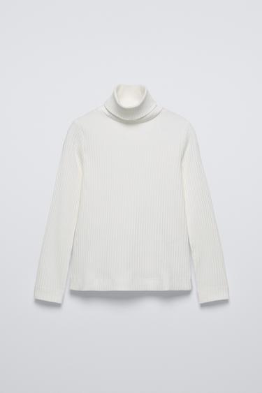 TURTLENECK RIBBED SWEATER - White by Zara