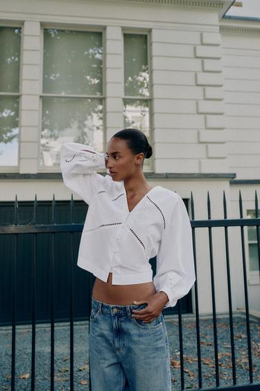 EMBROIDERED POPLIN SHIRT - White by Zara