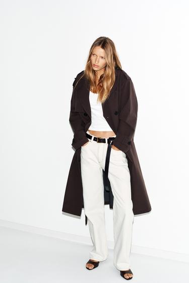 LONG WATER-REPELLENT WINDPROOF TRENCH COAT WITH BELT - Brown by Zara