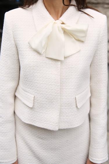 TEXTURED BOW BLAZER - Ecru by Zara